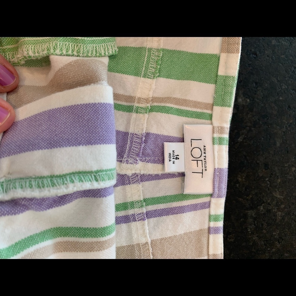 Ann Taylor Loft spring striped skirt with ruffle and flair size 14